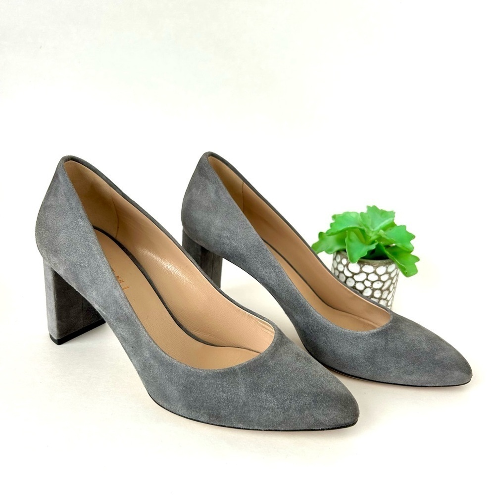 M. Gemi Lustro 70mm Block Heel Pump High Heel Gray Suede Size 38